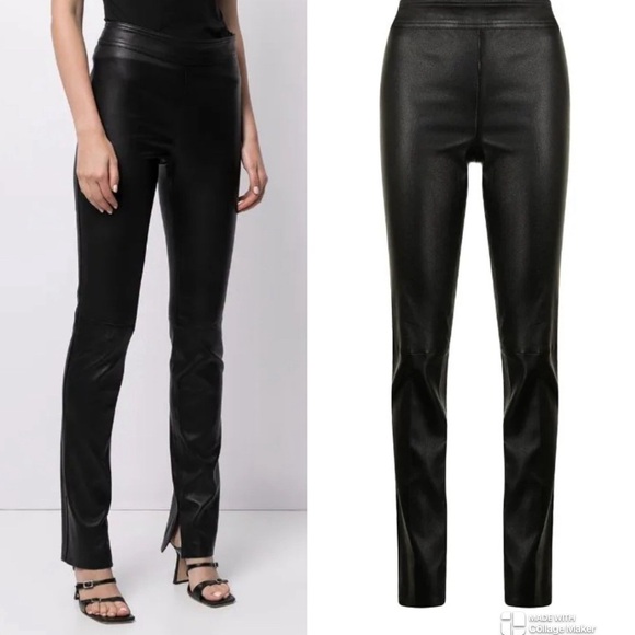 Helmut Lang slit-cuff black lamb leather trousers NWT - Picture 1 of 12